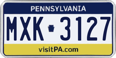 PA license plate MXK3127