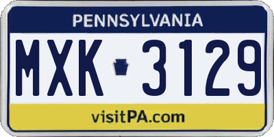 PA license plate MXK3129