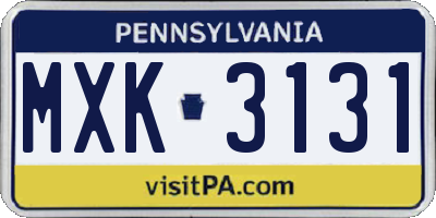 PA license plate MXK3131