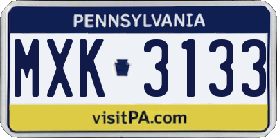 PA license plate MXK3133