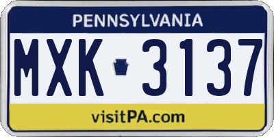 PA license plate MXK3137