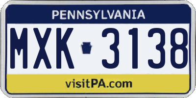 PA license plate MXK3138