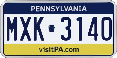 PA license plate MXK3140