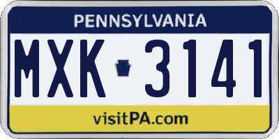 PA license plate MXK3141