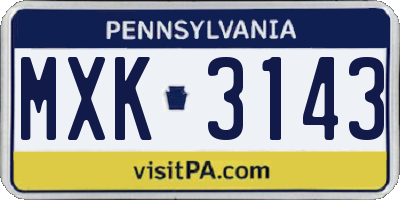 PA license plate MXK3143