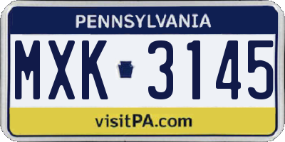 PA license plate MXK3145