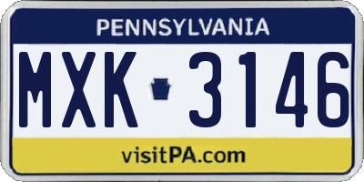 PA license plate MXK3146