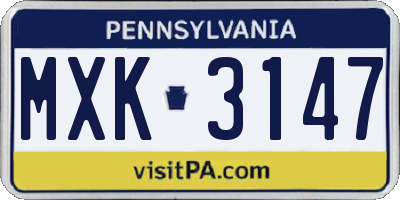 PA license plate MXK3147