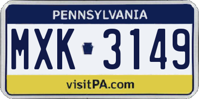 PA license plate MXK3149