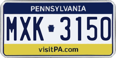 PA license plate MXK3150