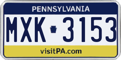 PA license plate MXK3153