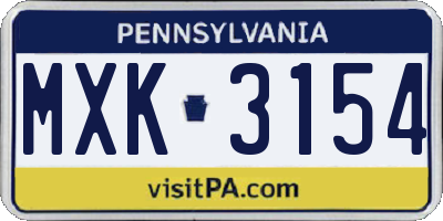 PA license plate MXK3154