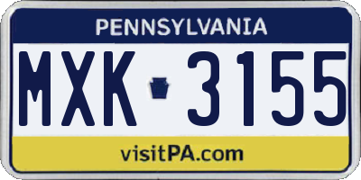 PA license plate MXK3155