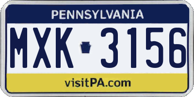 PA license plate MXK3156
