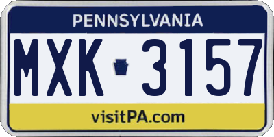 PA license plate MXK3157