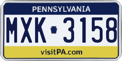 PA license plate MXK3158