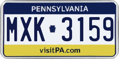 PA license plate MXK3159