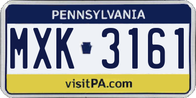 PA license plate MXK3161