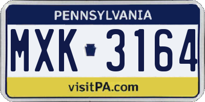 PA license plate MXK3164