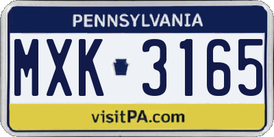 PA license plate MXK3165