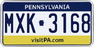 PA license plate MXK3168