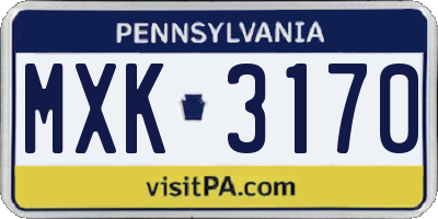 PA license plate MXK3170