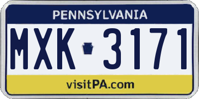 PA license plate MXK3171