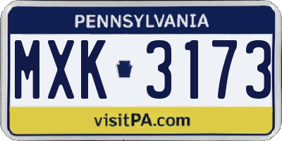 PA license plate MXK3173