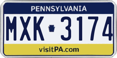 PA license plate MXK3174
