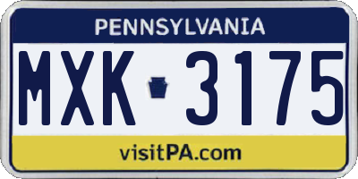 PA license plate MXK3175