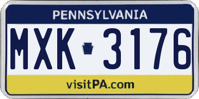 PA license plate MXK3176