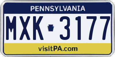 PA license plate MXK3177