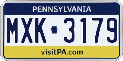 PA license plate MXK3179