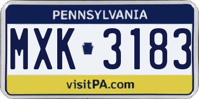 PA license plate MXK3183