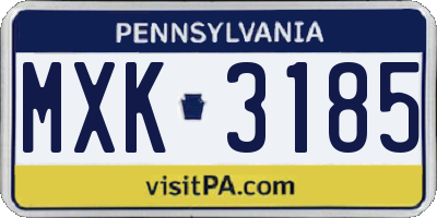PA license plate MXK3185
