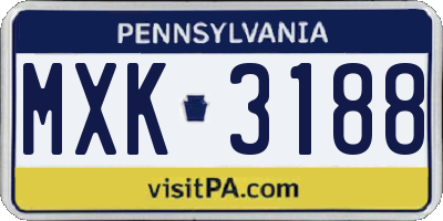 PA license plate MXK3188