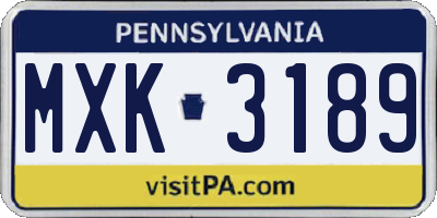 PA license plate MXK3189