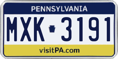 PA license plate MXK3191