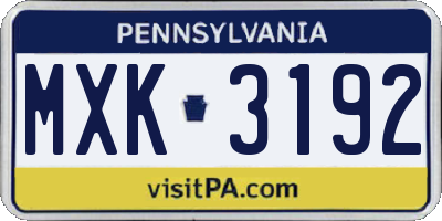 PA license plate MXK3192