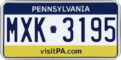 PA license plate MXK3195