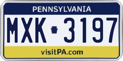 PA license plate MXK3197