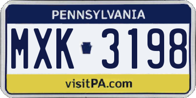 PA license plate MXK3198