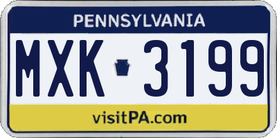 PA license plate MXK3199