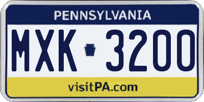 PA license plate MXK3200