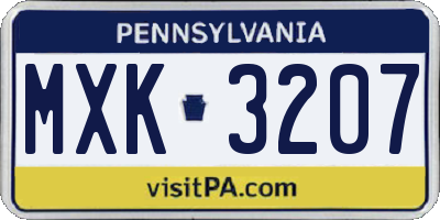 PA license plate MXK3207