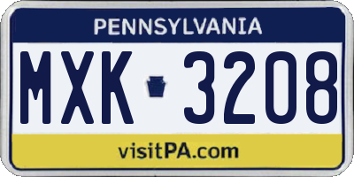 PA license plate MXK3208