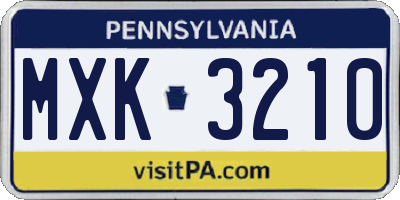 PA license plate MXK3210