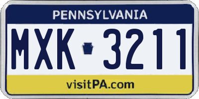 PA license plate MXK3211