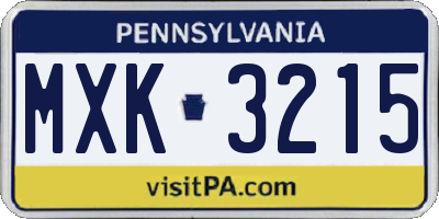 PA license plate MXK3215