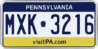 PA license plate MXK3216